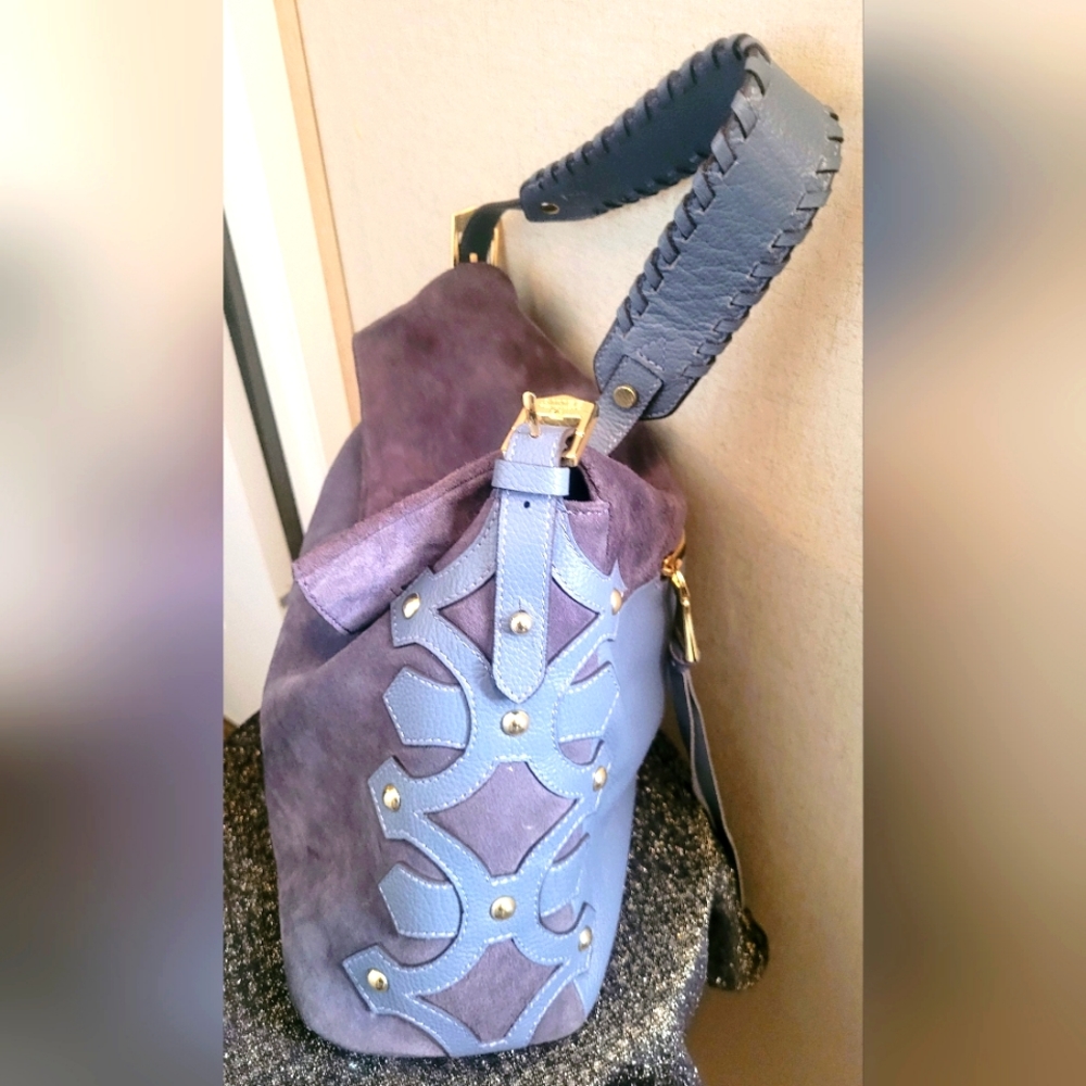 Aimee Kestenberg  blue leather and suede hobo bag EUC - Picture 5 of 16